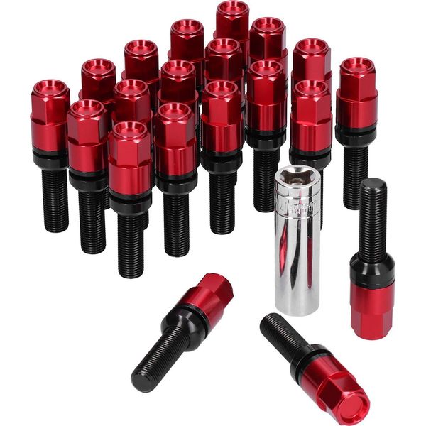 20 Bulloni Ruota Allungati In Acciaio, M12 X 1,25, Filettatura 28 Mm Con Manicotto, Universali Per Carred-image