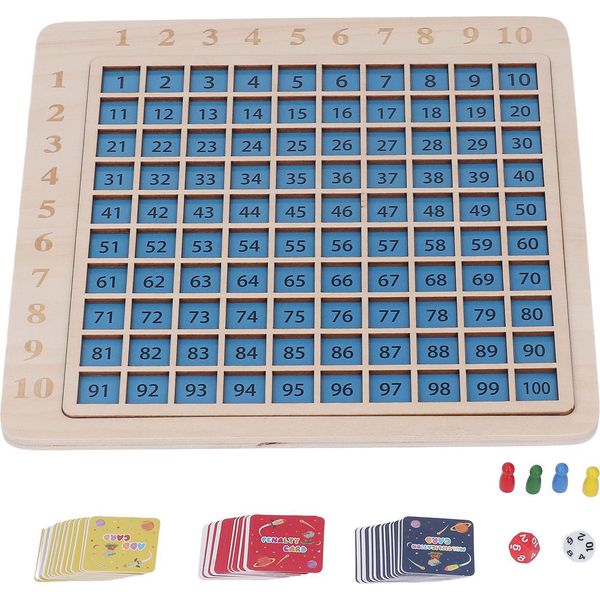 Blocco Matematico In Legno 2-In-1 Tavola Di Moltiplicazione, Gioco Educativo Di Conteggio Per L'apprendimento Precoce-image
