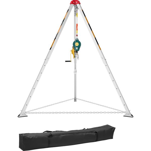 Succebuy Set Di Treppiedi Per Spazi Confinati, Treppiedi Di Salvataggio Con Dispositivo Di Sollevamento, Verricello Con Cavo Da 544 Kg, Sistema Di Salvataggio Con Protezione Anticaduta, Cavo Da 30 M, Altezza Di Lavoro 1,34-2,15 M-image