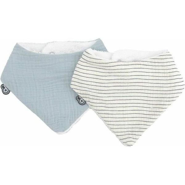 Domiva - Bavaglino, Bandana, Mussola, Blu, Vintage, A Righe, In Garza Di Cotone, 2 Pezzi-image