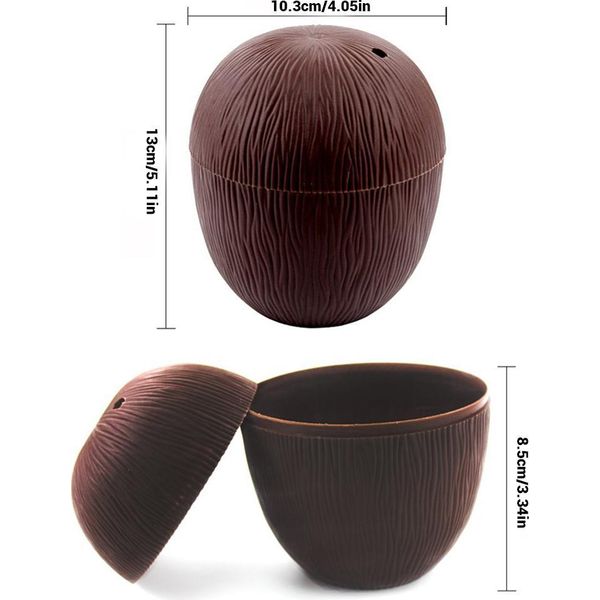 12 Coppette Di Cocco Con Cannucce Di Fiori Di Ibisco Per La Festa Hawaiana Luau Per Bambini-image