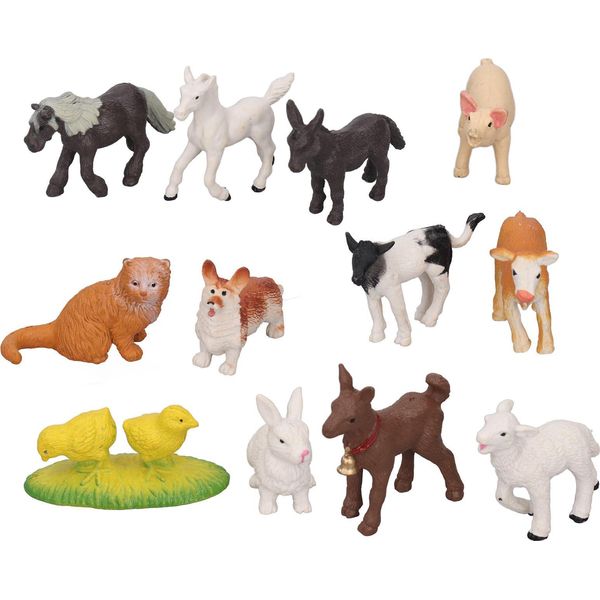 12 Pezzi Simulazione Animali Da Fattoria Giocattolo Educativo Cavallo Pecora Maiale Mucca Gatto Cane Pulcino Anatra Coniglio Statue-image
