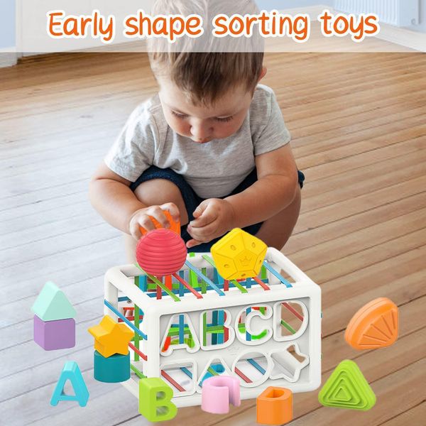 Giocattolo Di Selezione Delle Forme Per Bambini Con Elastici, Cestino Sensoriale, Giocattolo Educativo Per Bambini E Bambine-image