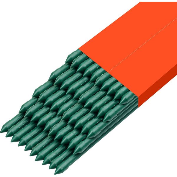 Succebuy Supporto Per Rampicanti, Confezione Da 50, Asta Per Piante ⌀11X1170 Mm, Aste In Metallo Plastificato, Supporto Per Piante Con Estremità Appuntita E Manopole Antiscivolo Per Piante Rampicanti E Coltivazioni Orticole-image