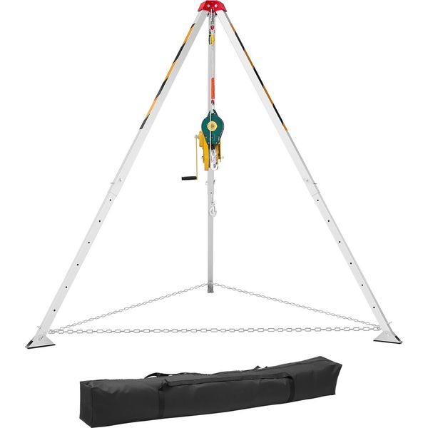 Set Di Treppiedi Succebuy Per Spazi Confinati, Treppiedi Di Salvataggio Con Meccanismo Di Sollevamento, Verricello Da 1179 Kg, Sistema Di Sicurezza, Cavo Da 30 M, Treppiedi Di Salvataggio Con Protezione Anticaduta, Altezza Di Lavoro Da 1,6-2,45 M-image