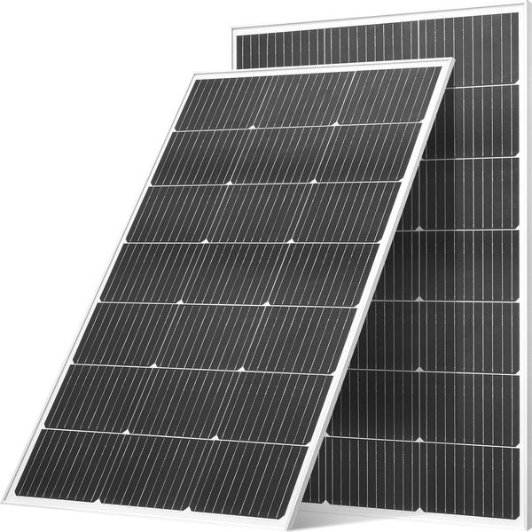 Moduli Solari Monocristallini Vevor, 100 W In Confezione Da 2, Modulo Fotovoltaico Con Potenza Di Uscita MC4 E Cornice In Alluminio, Pannello Solare Impermeabile IP65, Centrale Elettrica Da Balcone Off-Grid Per Auto, Barca, Camper, Tetto Piano-image
