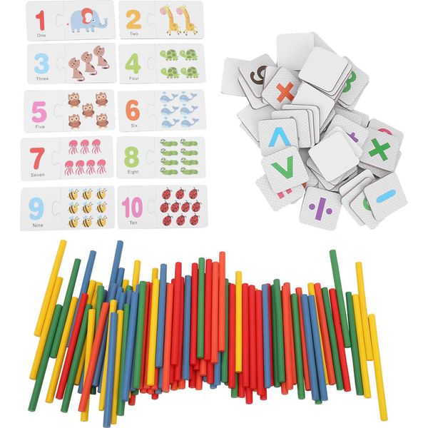 Numero Di Matematica Che Corrisponde Alla Carta Di Conteggio, Giocattolo In Legno Educativo Precoce Per Bambini-image