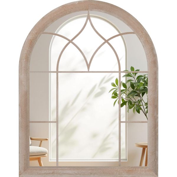 Specchio Da Giardino Costway 69 X 88,5 Cm, Specchio Da Parete Ad Arco Con Cornice In Metallo, Specchio Decorativo Per Interni Ed Esterni, Specchio Da Finestra Specchio Decorativo-image