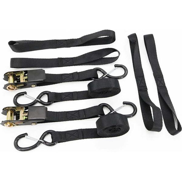 Inf Set Cinghie A Cricchetto Nere Con Ganci A S, 5M, 2 Set, Più 4 Anelli-image