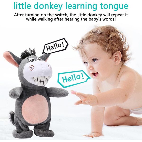 Peluche Elettrico Divertente Asino Bambola Per Bambino 72 Filastrocche Peluche Che Cammina E Parla-image