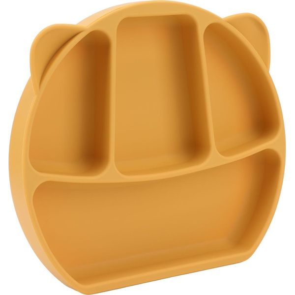 Piatto Per Bambini In Silicone, Diviso, 3 Scomparti, Ciotola Per Bambini Con Forchetta, Cucchiaio Per Mangiare, Giallo-image