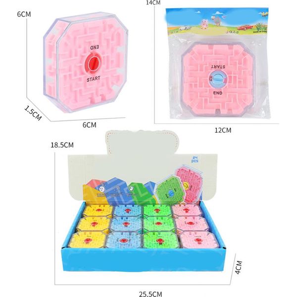 Puzzle A Colori Casuali Giocattolo Per L'apprendimento Precoce Dei Bambini Trasparente 3D Perline Labirinto Cubo Giocattolo Regalo-image