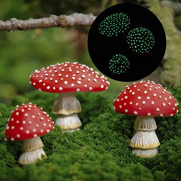 3 Pezzi Funghi In Miniatura Figure Da Giardino Modello Statua Ornamenti Fai Da Te Paesaggio-image