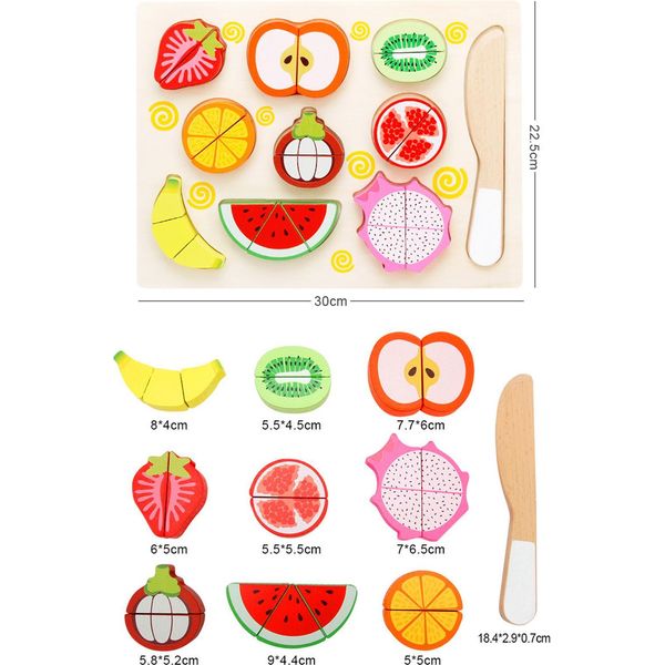 Giocattolo In Legno Per Tagliare Gli Alimenti, Gioco Di Simulazione Magnetica, Frutta E Verdura, Set Per L'educazione Precoce Dei Bambini-image