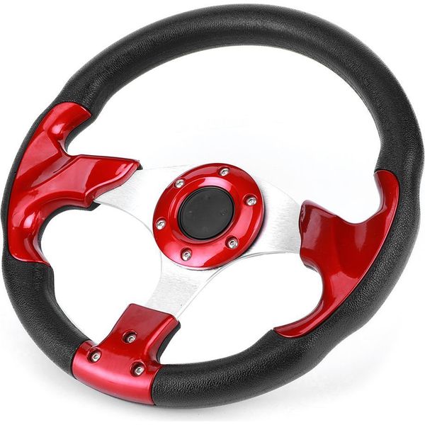 Volante Per Auto Da Corsa Da 320 Mm/12,5 Pollici Con Pulsante Del Clacson, Pvc, Colore Rosso, Parte Modificata Universale-image