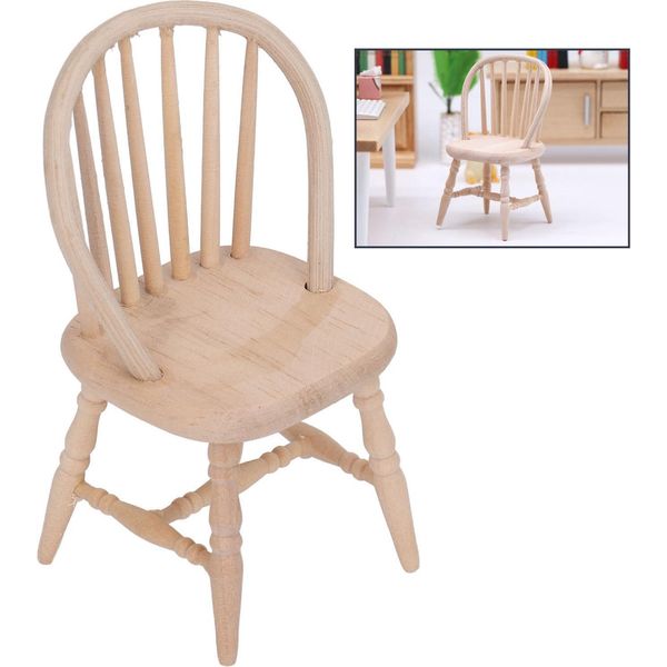 Sedia In Legno Per Casa Delle Bambole In Scala 1:12, Design Semplice, Stile Moderno, Arredamento Per Casa Delle Bambole In Miniatura-image