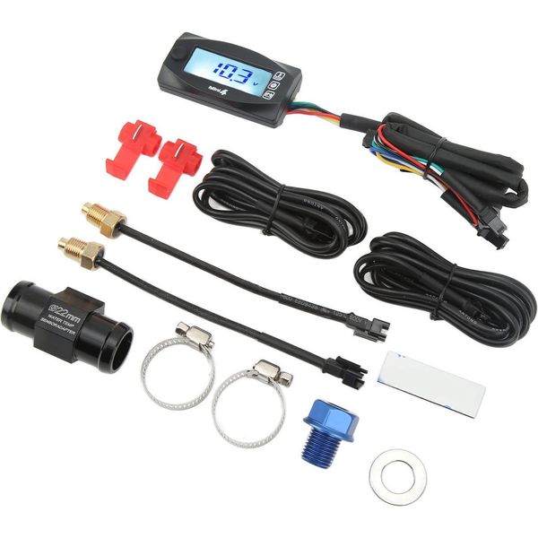 4 In 1 Acqua Olio Temperatura Tempo Tensione Display Lcd Digitale DC12V Universale Per Moto M14X1,5-image