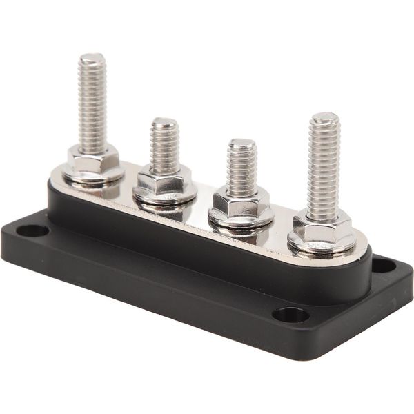 Blocco Di Distribuzione A 4 Bulloni 12-48V 150A In Ottone Nichelato Per Auto Camion Camper Barche Marine Nero-image
