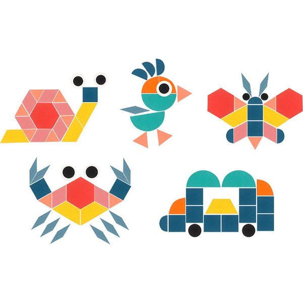 180 Fogli Di Blocchi Modello In Legno, Giocattolo Con Forme Multiple, Colori Vivaci, Forme Geometriche, Puzzle Per Bambini Da 3 A 6 Anni-image