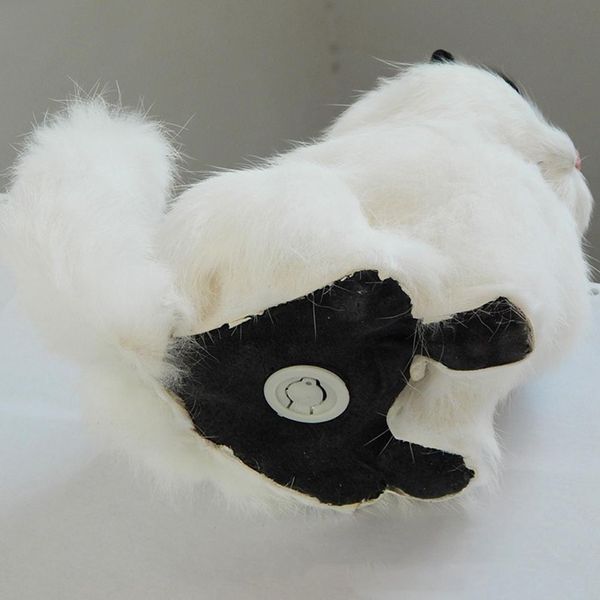 Gatto Di Simulazione Di Pelo Di Pecora Reale Peluche Elettronico Bambola Animale Domestico Con Suono Miagolio Bambini Carino-image
