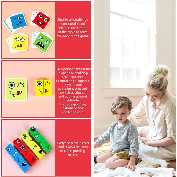 Cubo Per Bambini Che Cambia Faccia, Pensiero Logico, Allenamento Intellettuale, Gioco Da Tavolo In Legno, Puzzle Giocattolo-image