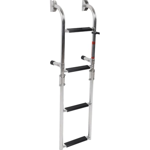 Scaletta Pieghevole A 4 Gradini Per Barche, Rimovibile, Regolabile, Antiscivolo Staffa Di Poppa In Acciaio Inox 316 Per Barche A Pontone-image
