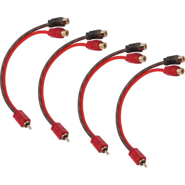 4 Confezioni Di Cavo Rca 1 Spina A 2 Prese Audio Stereo Per Auto Y-Splitter Per Sistema Di Altoparlanti-image