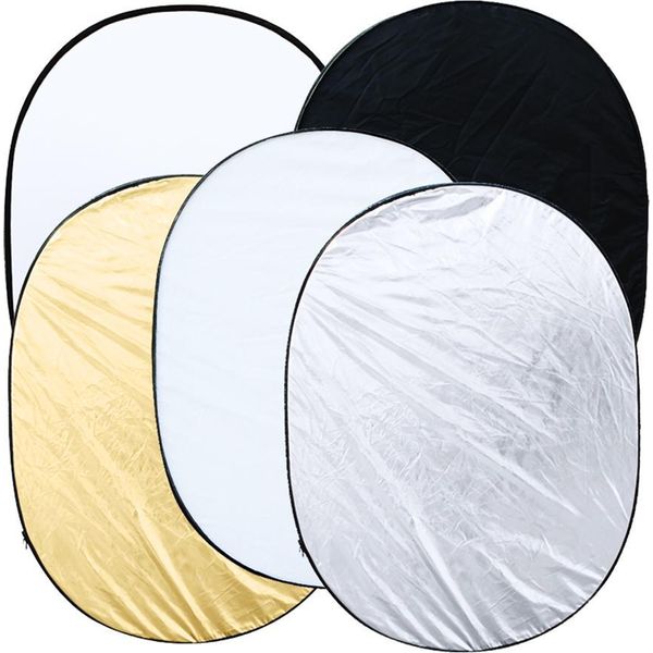 Andoer 35" * 47"" / 90 120 Cm Ovale 5 In 1 (Oro, Argento, Bianco, Nero, Traslucido) Multi Portatile Pieghevole Studio Fotografia Luce Riflettore"-image