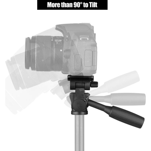 Testa Pan/Tilt A 3 Vie, Panoramica A 360°, Carico Utile Di 3 Kg Con Maniglia, Piastra A Sgancio Rapido, Attacco Universale Da 1/4 Per Treppiede Per Fotocamera-image