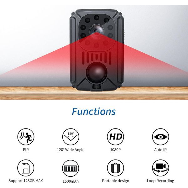 Telecamera Da Corpo 1080P Hd, Videoregistratore Portatile Con Visione Notturna Automatica, Grande Capacità Della Batteria, Supporto A Clip Grandangolare Da 120° Sul Retro-image