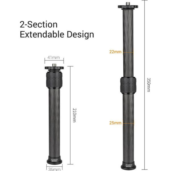 Prolunga Per Treppiede Andoer ER252C In Fibra Di Carbonio Con Diametro Del Tubo Di 25 Mm, Prolunga Per Colonna Centrale In 2 Parti, Compatibile Con I Cardani A Mano Alta Zhiyun Feiyutech, Tutti I Treppiedi Con Carico Massimo Di 8 Kg-image