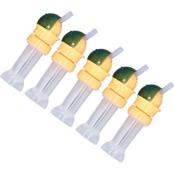 5 Pezzi Tappi Di Cannuccia Per Bottiglie D'acqua A Prova Di Perdite, Tappo In Silicone Portatile A Forma Di Gatto Con Per Bambini, Verde-image