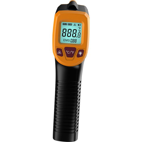 Termometro A Infrarossi, Pistola Di Temperatura Laser Digitale Senza Contatto Da -58 °F A 1112 °F (-50 °C 600 °C) Con Display Lcd, Arancione-image