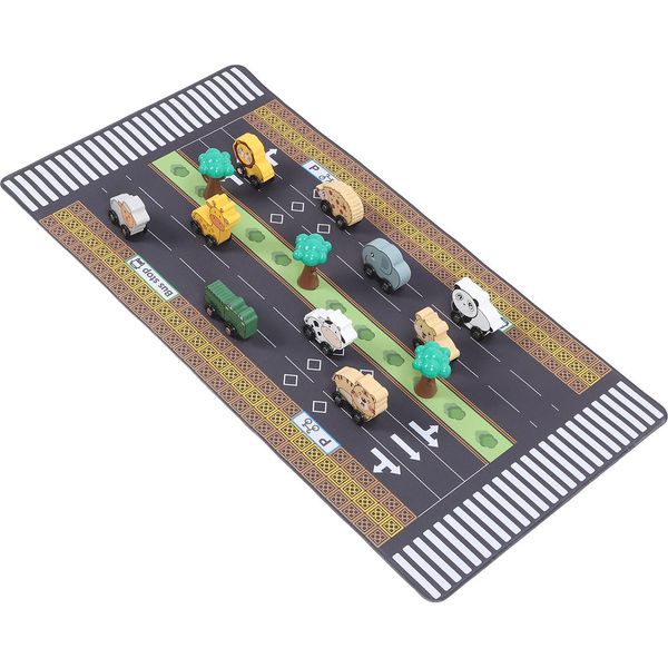 Tappeto Auto Per Bambini, Tappeto Gioco Con Giocattoli, Educativo, Colori Vivaci, Tappeto Interattivo Per Il Traffico Stradale Per La Scuola A Casa-image