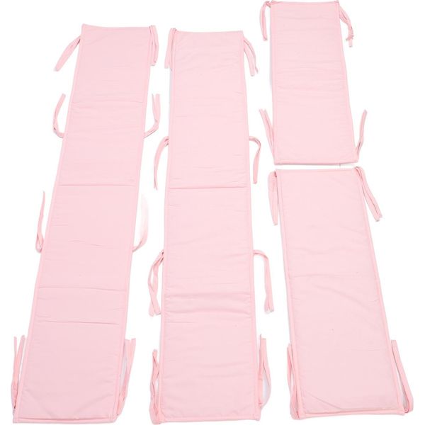 4 Pezzi Paracolpi Imbottiti Per Lettino Intero, Protezione Anticollisione, Monocolore, Morbido, Traspirante, Paracolpi Per Lettino, Rosa-image