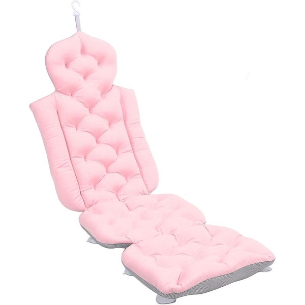 Cuscino Da Bagno Per Tutto Il Corpo, Supporto Per Collo E Schiena Con Ventose Antiscivolo, Accessorio Pieghevole Per Vasca Da Bagno Per Adulti, Rosa-image