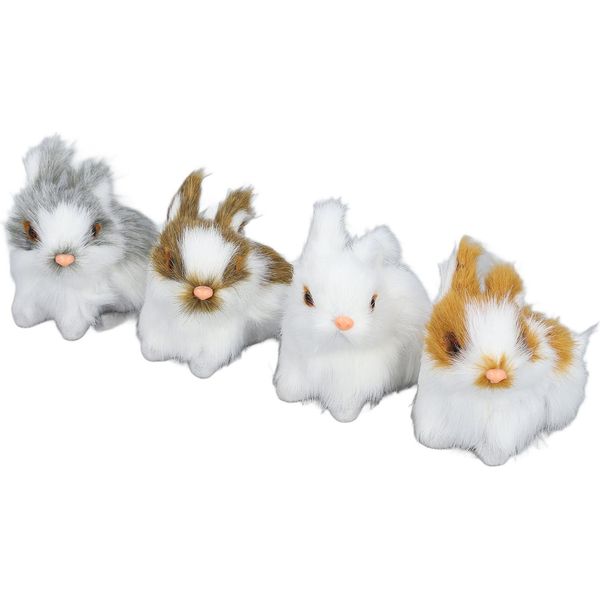 4 Pezzi Ornamento Coniglio Peluche, Giocattolo Di Simulazione, Modello Animale Carino Coniglio, Bambola Pelosa Per La Decorazione Della Casa-image