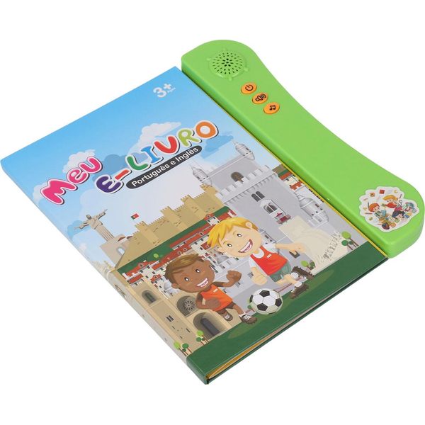 Libro Sonoro Portoghese-Inglese Per Bambini Bilingue, Alfabeto, Numeri, Animali, Frutta, Verdura, Lettura Educativa, Verde-image