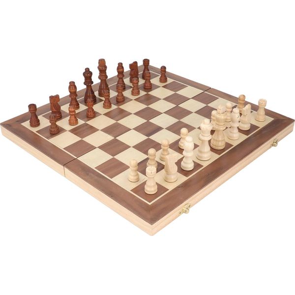 Grande Set Di Scacchi In Legno, Gioco Di Dama 3 In 1, Portatile E Pieghevole Per Bambini E Adulti-image
