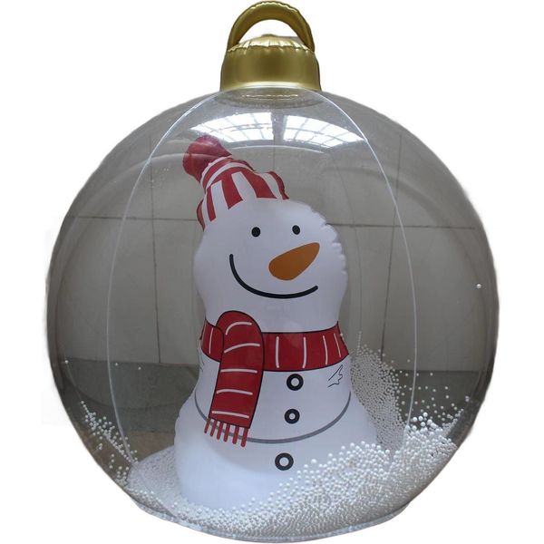 23,6 Pollici Gonfiabile Baubles Di Natale Con Luci Led Giganti, Palla Decorata, Pvc, Pieghevole, Trasparente, Telecomando, Decorazione Esterna Per Pupazzo Di Neve Vacanza-image