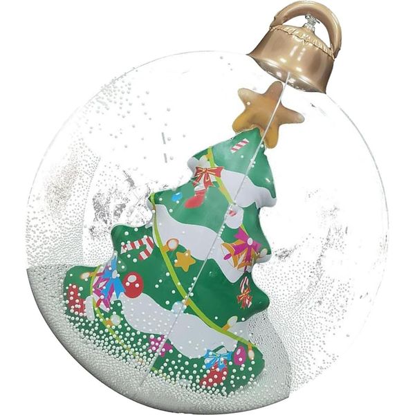 23,6 Pollici Gonfiabili Baubles Di Natale Con Luci Led Giganti, Palla Decorata, Pvc, Pieghevole, Trasparente, Telecomando, Decorazione Esterna Per L'albero Di Natale Vacanza-image