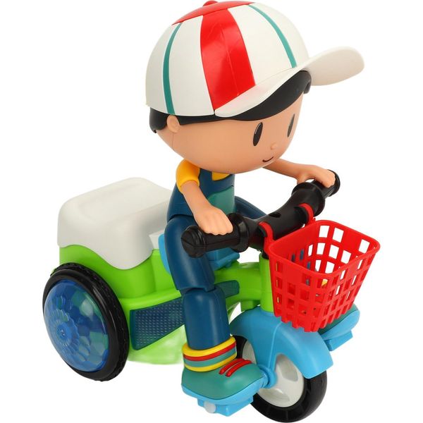 Triciclo Elettrico Per Bambini, Giocattolo, Suono Fresco, Luce Rotante, Ruote Universali, Veicolo Acrobatico Dei Cartoni Animati-image