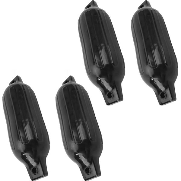 Paracolpi Per Barche In 4 Pezzi Con Corda In Nylon E Gonfiatore, Doppi Occhielli A Coste, Nero, Per Yacht, Pontoni, Boe, Banchine, Protezione Per Scudo-image