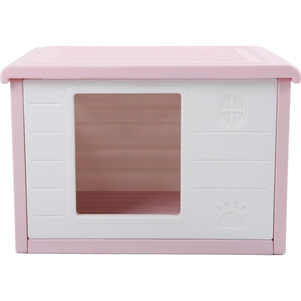 Casetta Multifunzionale Per Animali Domestici, Resistente Alle Intemperie, Tetto Piatto, Impermeabile, Traspirante, Per Gatti, Per 4 Stagioni, Rosa-image
