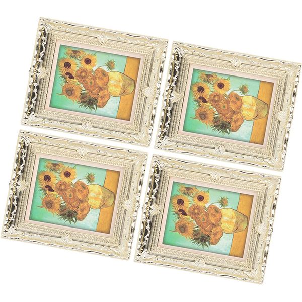 4 Pezzi Cornice Per Casa Delle Bambole In Scala 1:12, Alta Simulazione, Pittura In Miniatura, Oggetti Di Scena, Decorazione, Tipo 1-image