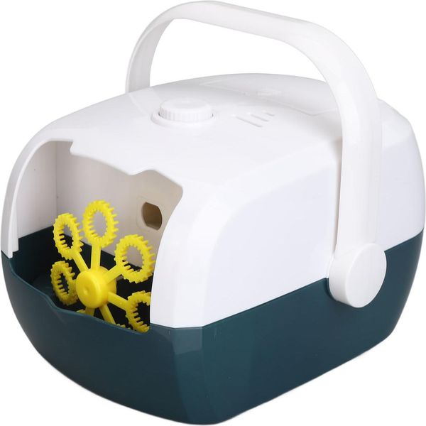 Creatore Automatico Elettrico Di Bolle, Bolle Di Grandi Dimensioni, Soffiatore A Maniglia Portatile Con Soluzione, Blu, Bianco-image