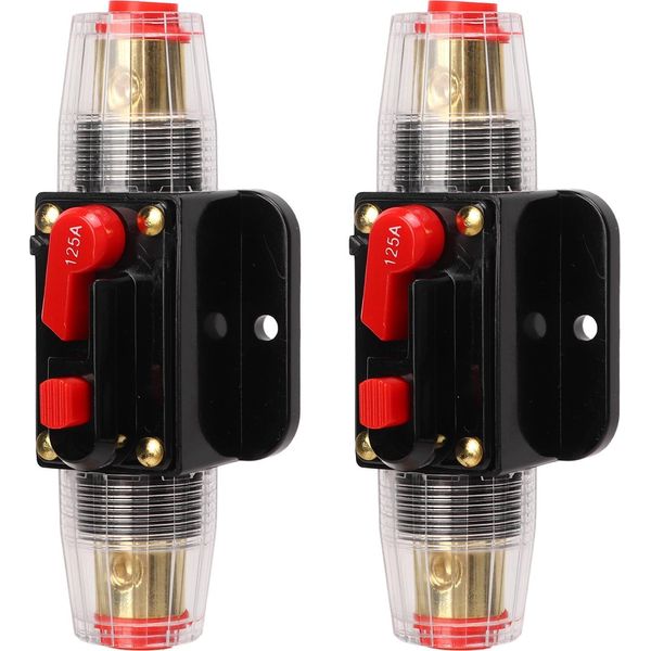 Interruttore In Linea 12-24 V Con Riarmo Manuale, Portafusibili, Linguette Per Batteria, Tubo Termorestringente Per Impianto Audio Auto-Barca, 125 A-image