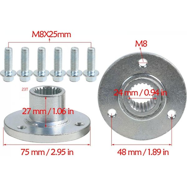 Mozzo Ruota Asse Posteriore 23T 3 Bulloni Con Bulloni A Sinistra A Destra Adatto Per Pneumatici Da 5 Pollici Quad Bike Atv Go Kart-image