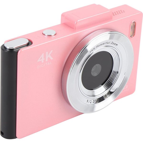 Fotocamera Digitale 4K Con Uhd Da 48 Mp Anteriore E Posteriore, Schermo Da 2,8 Pollici, Zoom 16X, Autofocus, Portatile, Compatta, Da Viaggio, Video, Rosa-image