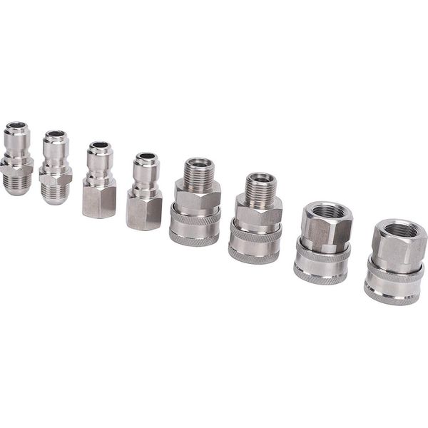 8PCS Raccordi Rapidi Per Idropulitrice Da 3/8 Di Pollice Con Filettatura Maschio E Femmina Per La Pulizia Dell'automobile-image